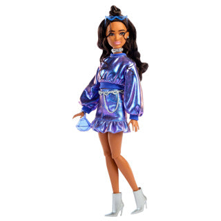 Barbie deluxe stijl pop - metallic blauw topje en rok