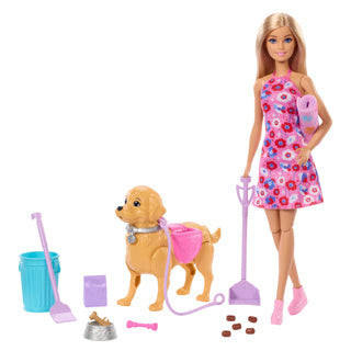 Load image into Gallery viewer, Barbie malibu wandelpuppy speelgoedset - pop en hond die kan poepen en accessoires
