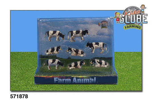 Kids globe koe 1:87 zwart wit ligend en staand