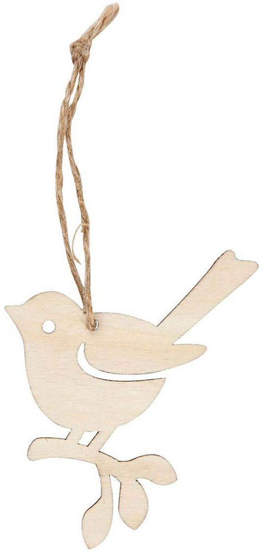Creativ company houten hanger vogel, set van 5