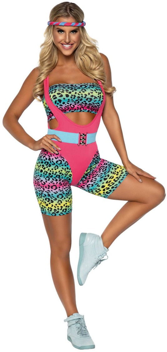Leg avenue - 80's cardio cutie kostuum - l - multicolours