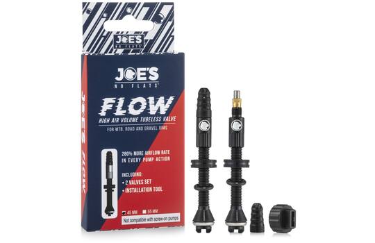 Load image into Gallery viewer, Joes joe's no flats - tubeless ventiel flow high air volume 45mm 2 stuks

