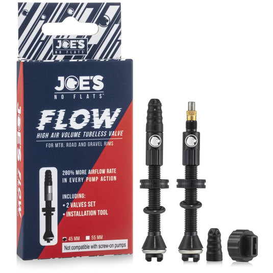 Joes joe's no flats - tubeless ventiel flow high air volume 45mm 2 stuks