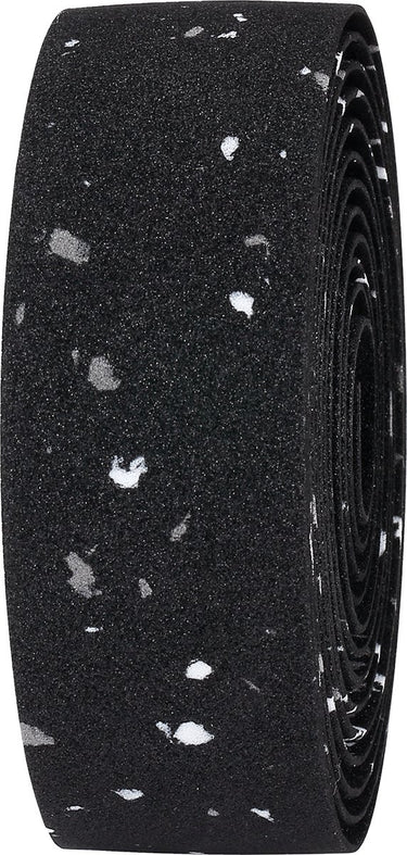 Bbb cycling stuurlint racefiets - zelfklevend stuurtape met stretch materiaal - antislip - lengte: 200cm - dikte: 2mm - inclusief stuurdoppen - zwart gespikkeld eco - raceribbon bht-01eco