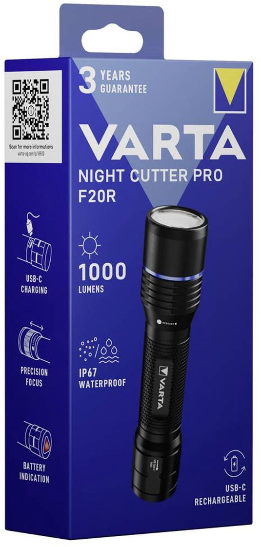Varta night cutter pro f20r rech. box 18920101111 zaklamp 1000 lm