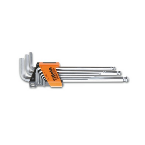 Beta 9-piece Allen key set with ball head, extra long model. 1,5-2-2,5-3-4-5-6-8-10mm