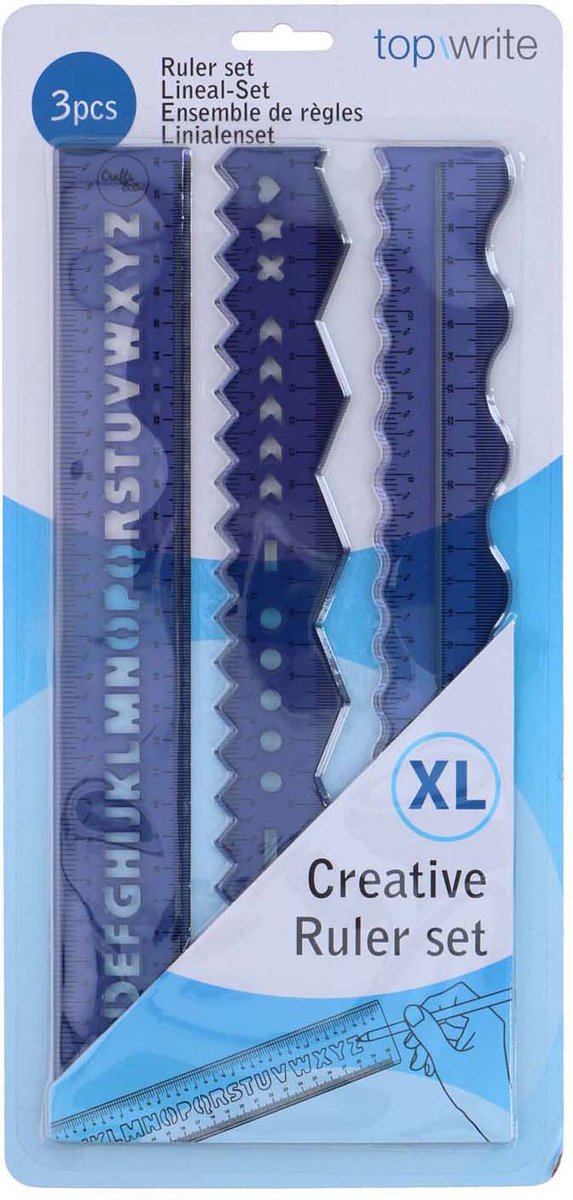 Load image into Gallery viewer, Merkloos sans marque linialenset creatief blauw 30cm kunststof 3-delig voor kinderen.
