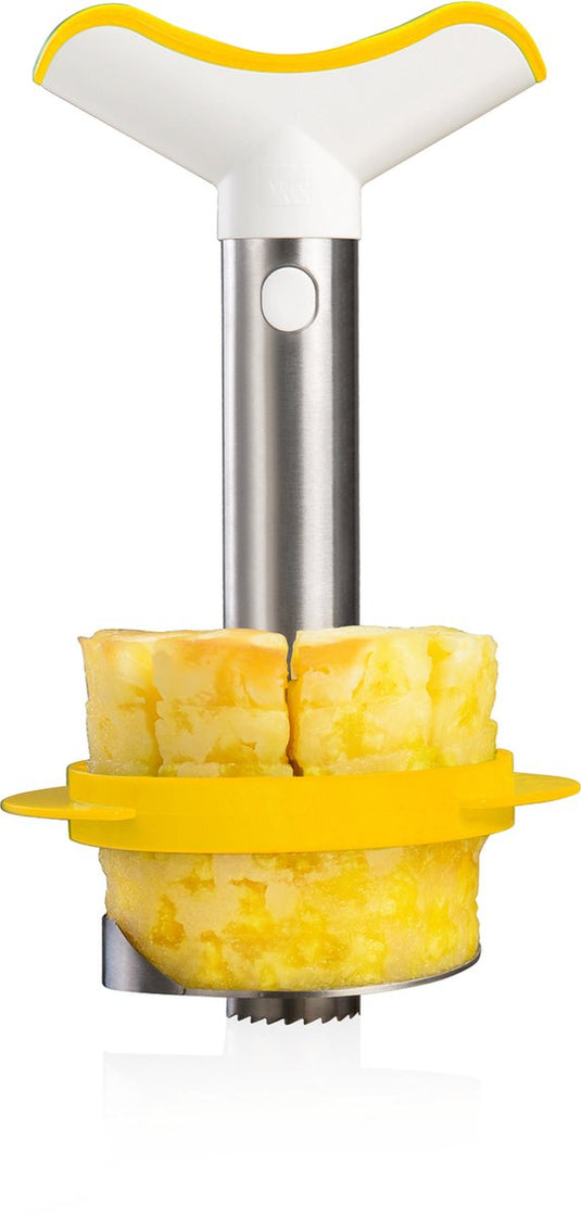 Vacuvin vacu vin ananassnijder deluxe – ananas schiller, ontkerner en snijder – rvs – inclusief partjessnijder