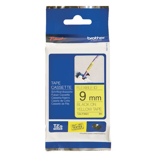 Flexi id tape brother tzefx621 9mmx8m zwart geel