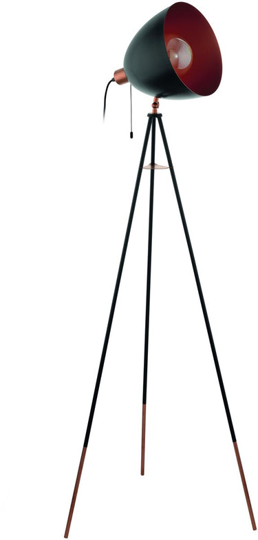 Eglo chester vloerlamp - e27 - 149,5 cm - zwart koper