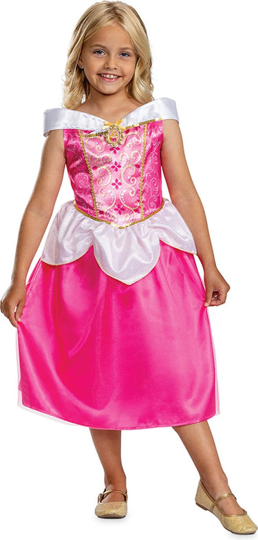 Disguise disney prinses - sleeping beauty, aurora jurk classic, maat s (5 - 6 jaar), meisjes