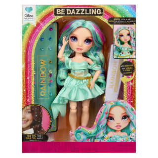 Rainbow high be dazzling-modepoppen - céline turquoise (groenblauw) met bedazzle-tool en glinsterende strass-steentjes