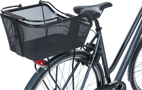 basil cento tech fiber nordlicht mik - bicycle basket - on the back - solid black