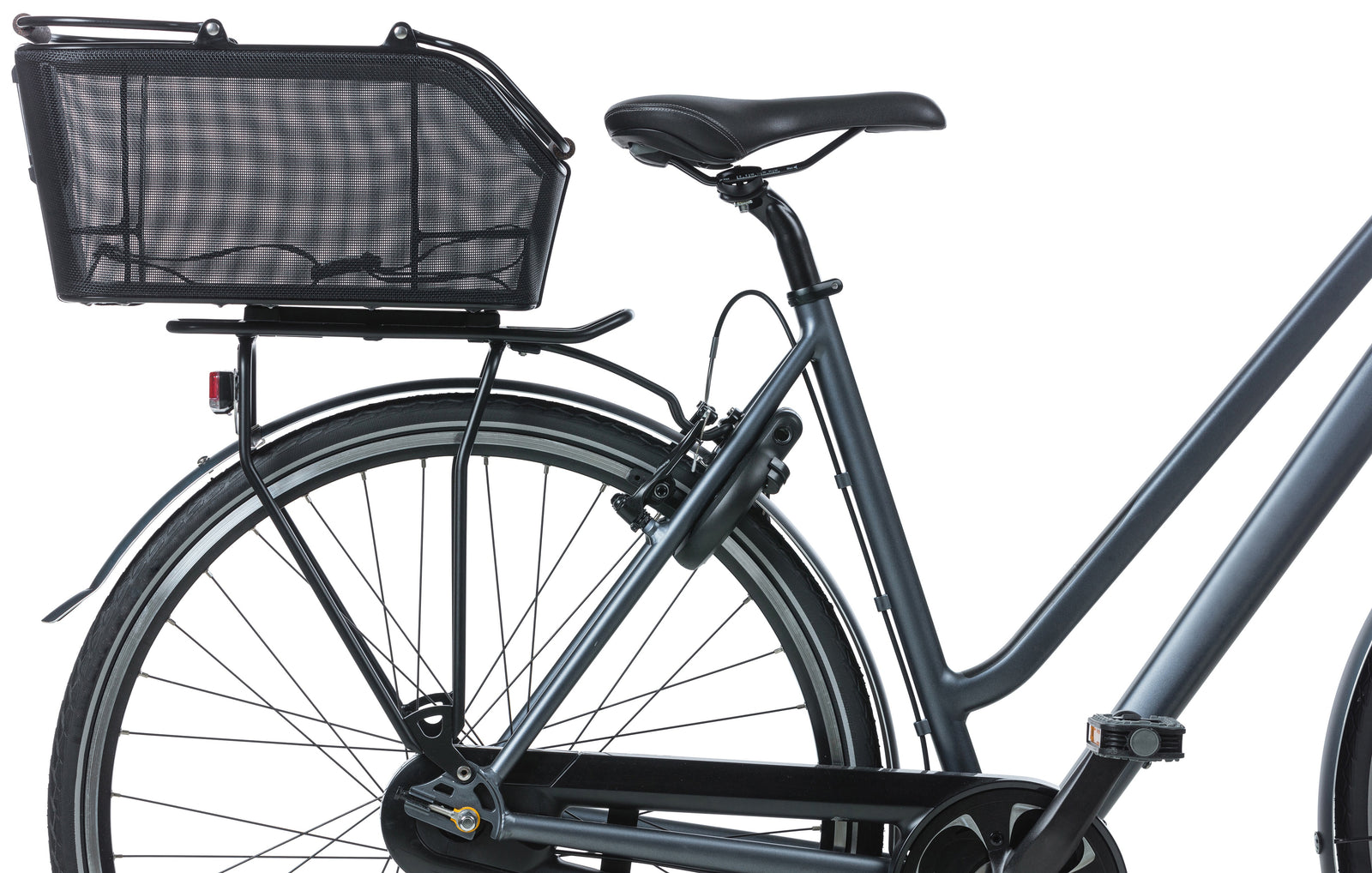 basil cento tech fiber nordlicht mik - bicycle basket - on the back - solid black