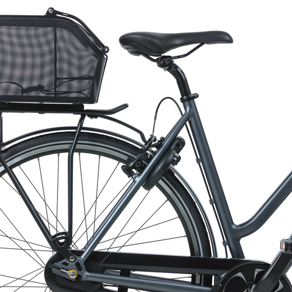 basil cento tech fiber nordlicht mik - bicycle basket - on the back - solid black