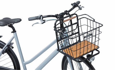 basil nordland - bicycle basket mik - front and/or rear - black/natural brown