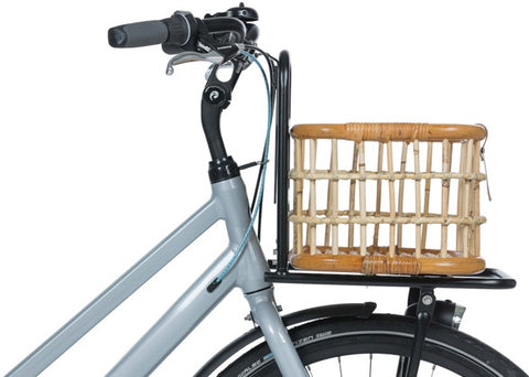 basil green life - rattan bicycle basket - medium - front natural brown