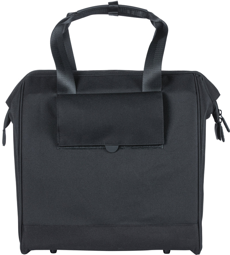 Load image into Gallery viewer, Basil Grand fietsshopper - zwarte waterafstotende tas voor elektrische fietsen, 23L
