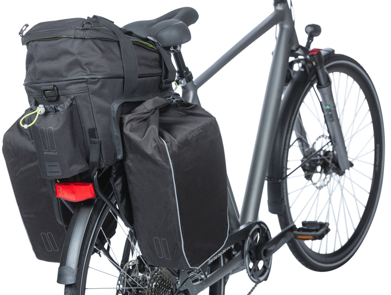 Load image into Gallery viewer, Basil Miles XL Pro bagagedragertas - waterdicht - sportief - zwart lime - 9-36L - MIK RT adapterplaten
