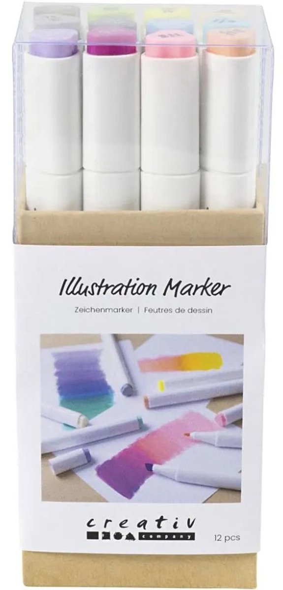 Load image into Gallery viewer, Creativ company tekenstift lijndikte 1+8mm pastelkleuren - 12st.

