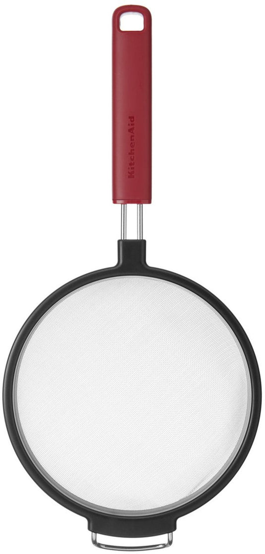 Kitchenaid zeef met handvat, bolzeef, 17 cm, kunststof rvs, rood -