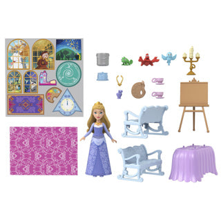 Disney princess small doll carriage to castle 2-in1 playset