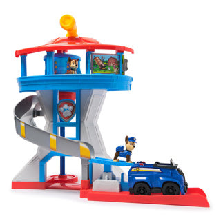 Paw patrol - speelfigurenset - uitkijktoren - met 2 chase-actiefiguren en politieauto
