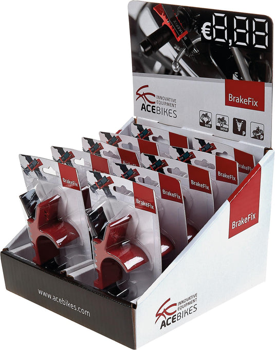 Acebikes ace bikes transportbeveiliging brakefix safe for transportation. brakefix counter display