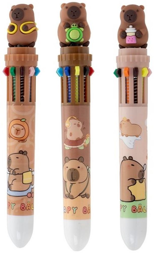 Load image into Gallery viewer, Capybara 10 kleuren balpen, 15 cm. 3 ass
