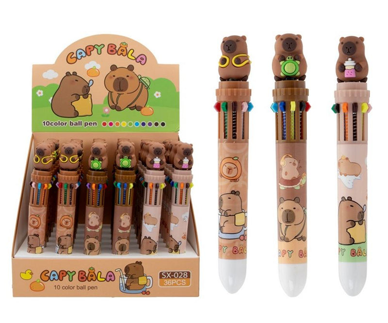 Load image into Gallery viewer, Capybara 10 kleuren balpen, 15 cm. 3 ass
