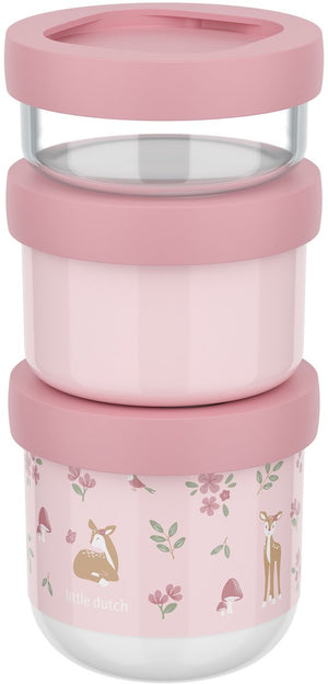 Mepal mio snackbox stack 3-delig little dutch - 550 ml - stapel zo veel als je nodig hebt - magnetron- en vaatwasmachinebestendig - fairy garden