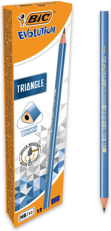 Bic evolution triangle potloden - hb potloden in driehoeksvorm - doos van 12 stuks