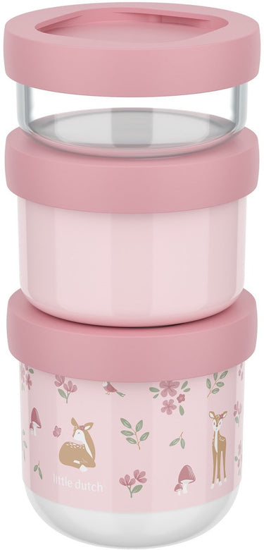 Mepal mio snackbox stack 3-delig little dutch - 550 ml - stapel zo veel als je nodig hebt - magnetron- en vaatwasmachinebestendig - fairy garden