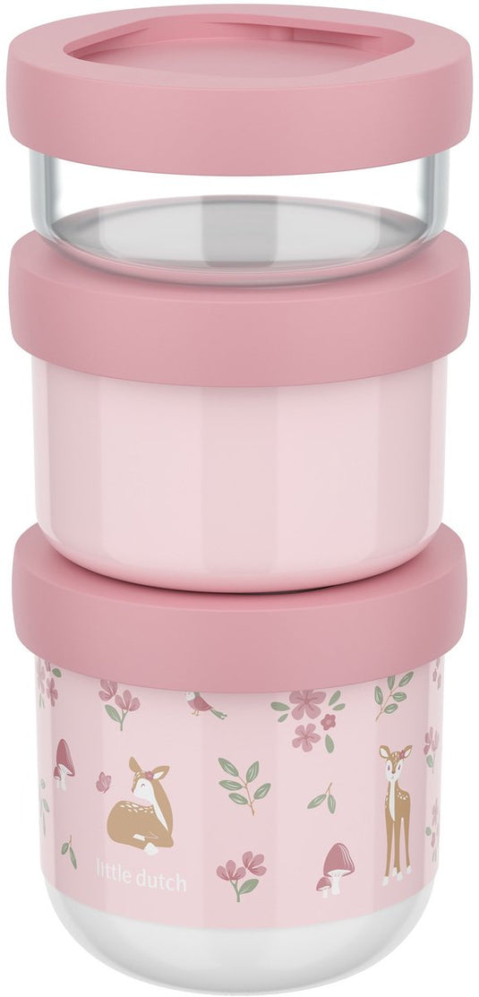 Mepal mio snackbox stack 3-delig little dutch - 550 ml - stapel zo veel als je nodig hebt - magnetron- en vaatwasmachinebestendig - fairy garden
