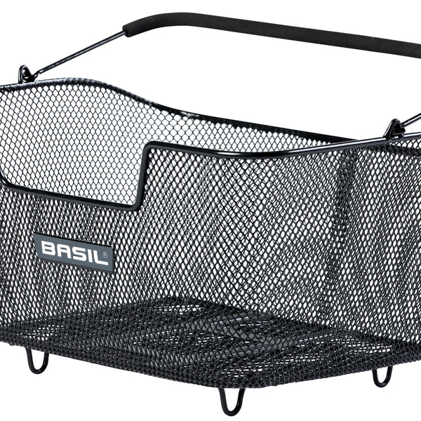 basil base m multi system - bicycle basket - on the back - black