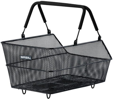 basil cento mik - bicycle basket - on the back - black