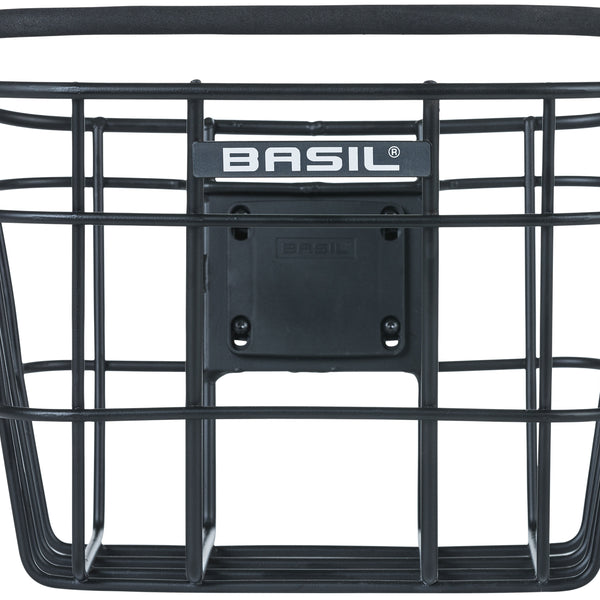 basil bremen alu kf - bicycle basket - front - black