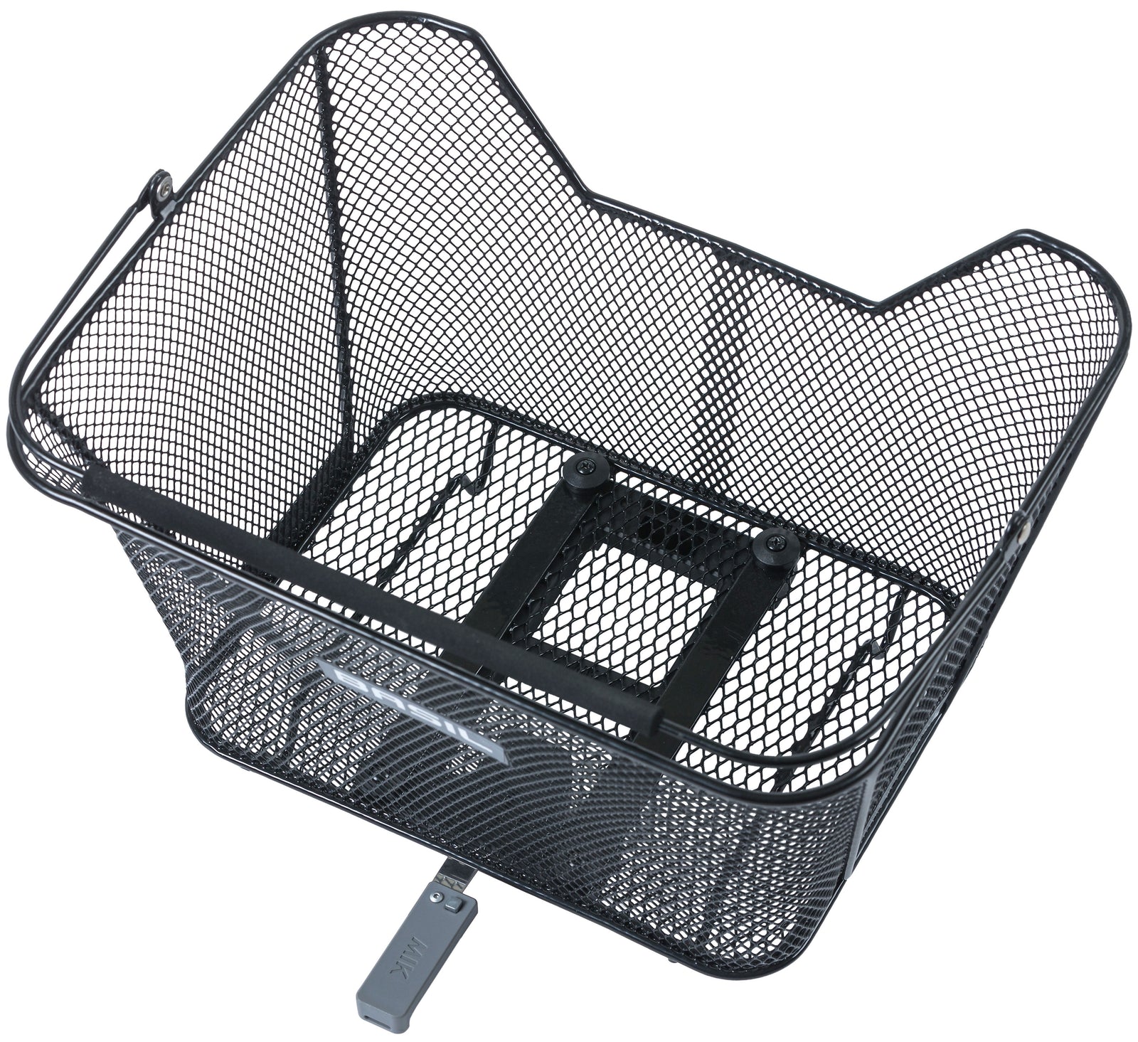 basil lesto mik - bicycle basket - on the back - black