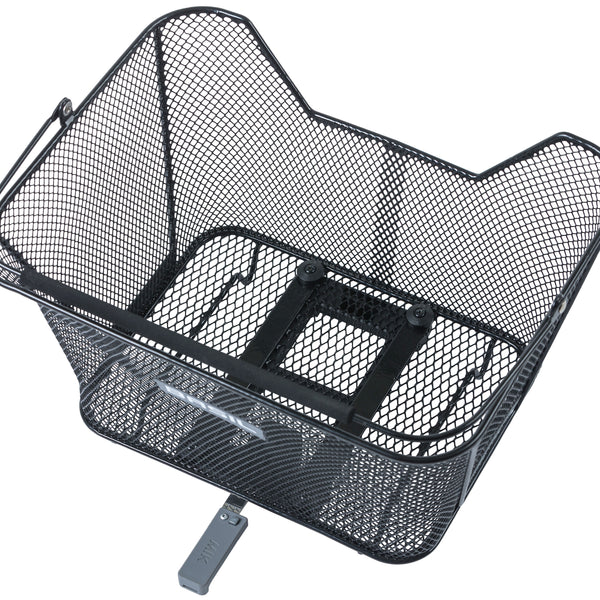 basil lesto mik - bicycle basket - on the back - black