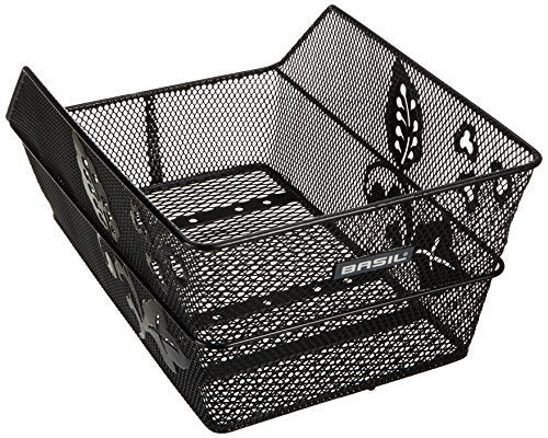 basil cento flower bicycle basket - on the back - black