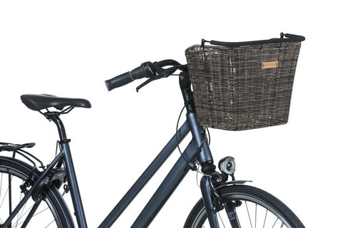 basil bremen rattan look kf - bicycle basket - front - dark brown