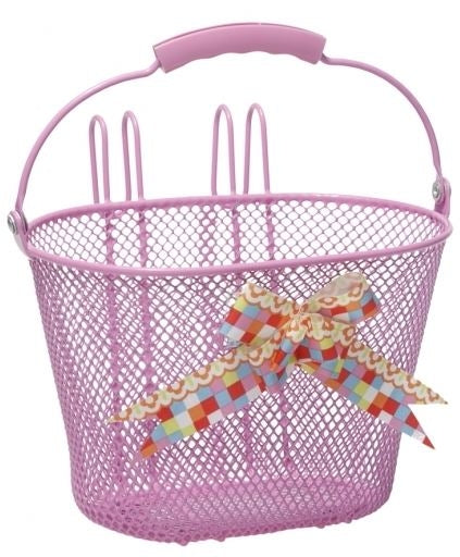 bicycle basket asti girls 8 liters 26 cm steel pink