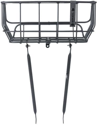 basil portland - bicycle basket - front - matt black