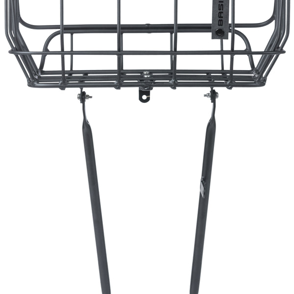 basil portland - bicycle basket - front - matt black