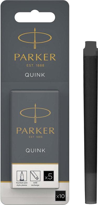 Parker lange vulpen inktpatronen | zwarte quink inkt | 10 vulpenpatronen