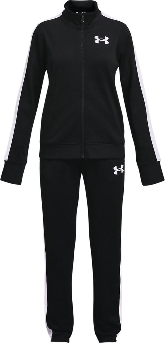 Under armour ua rival knit track suit-blk meisjes trainingspak - zwart - wit