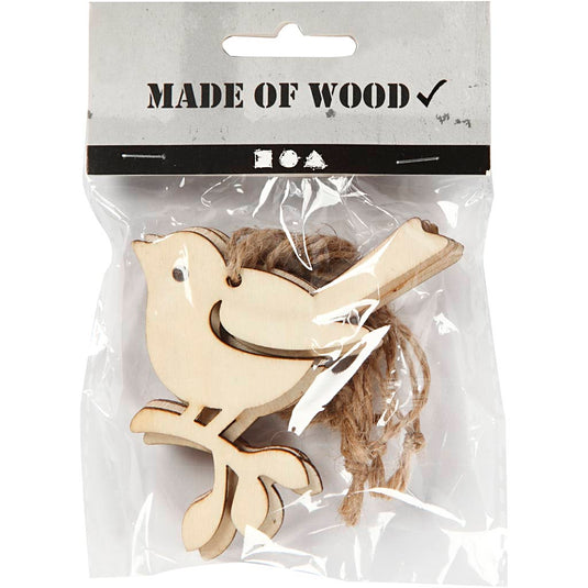 Creativ company houten hanger vogel, set van 5