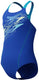 Speedo medley logo medalist meisjes sportbadpak - badpak meisjes met stretch - vormvast zwempak meisjes - sportbadpak meisjes met medalist-bandjes - blauw paars - 128