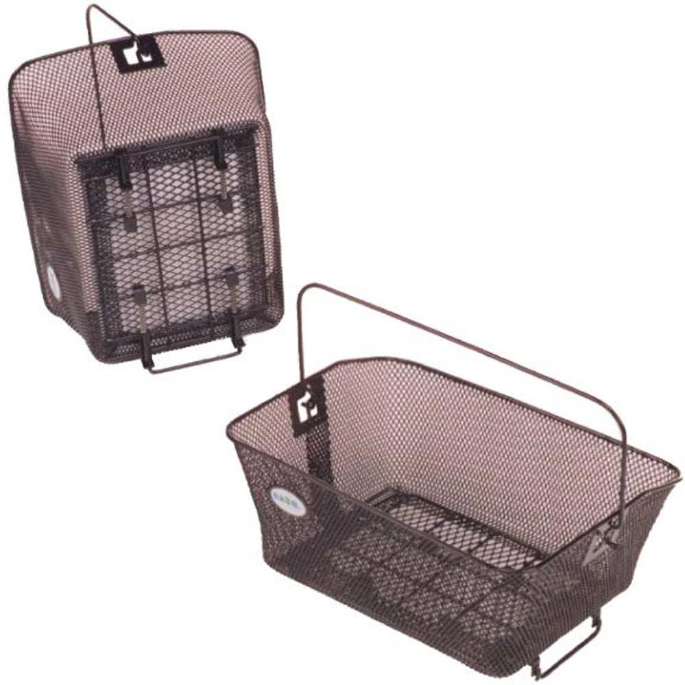 basil como - bicycle basket - on the back - black