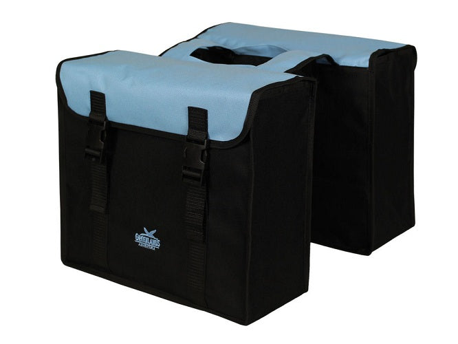 Greenlands double bag, black-blue. size 38x34x13cm. total capacity 35L